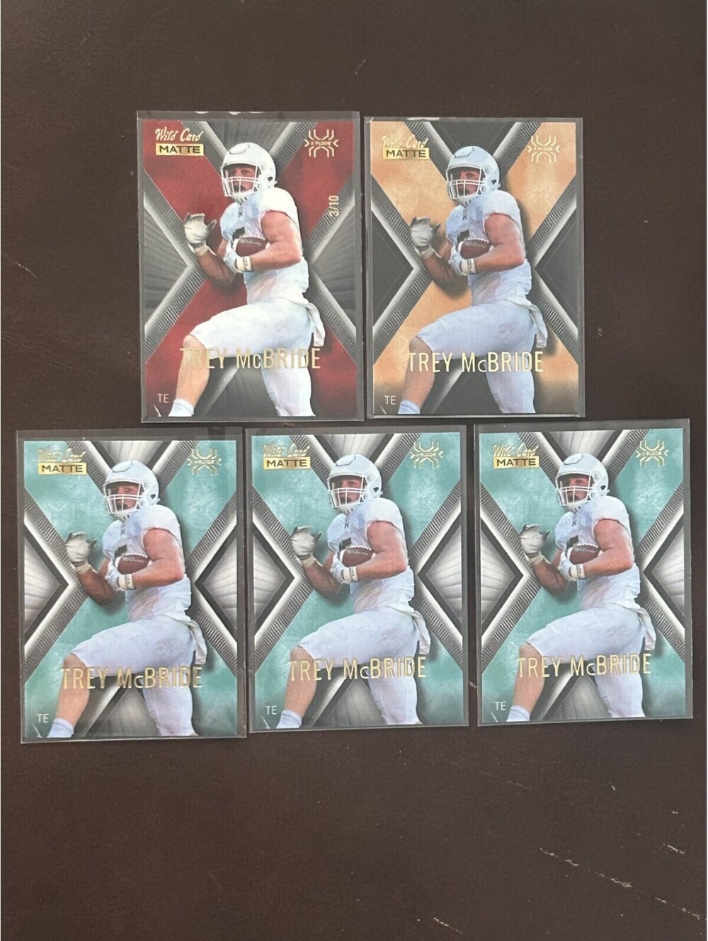 2022 NFL TE TREY MCBRIDE ROOKIE WILD CARD MATTE RED X-PLODE # /10 + 4 RC LOT NM